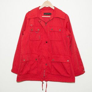 Zara Woman Red Nylon Utility Jacket